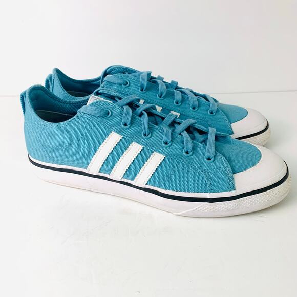 Adidas Nizza Low Sneakers Turquoise Blue Canvas White Stripe Shoes Sz 13 Casual main image 7
